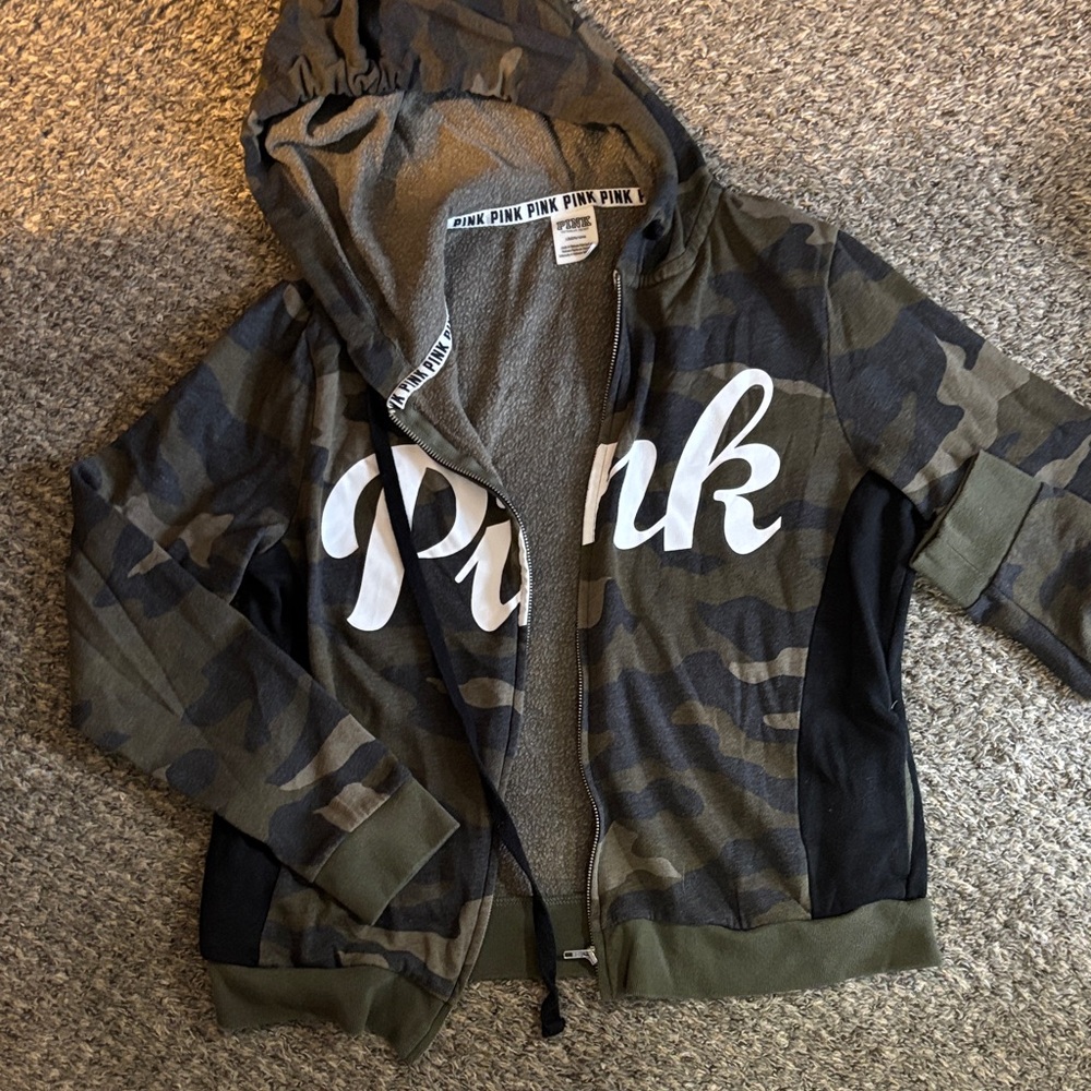 PINK Victoria's Secret Kids Camouflage Hoodie with White Logo